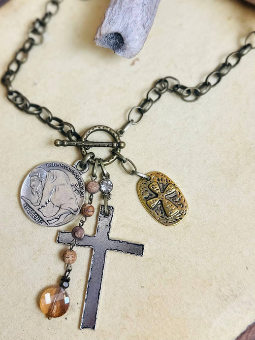 Cross Charm Toggle - Necklace