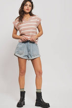 Camo Spring Elastic Waist Cuffed Print Urban Daizy Shorts