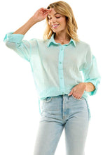Black Oversize Sheer Button Down Top
