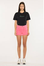 Neon Pink High Rise Denim Kancan Shorts