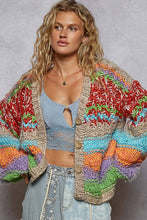 Mocha Multi Long sleeve striped pattern handmade sweater POL cardigan