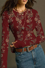 Floral Long Sleeve T-Shirt: BEIGE / M