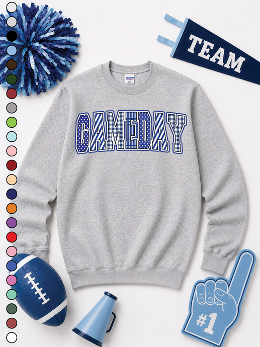 Athletic Heather Grey Mixed Pattern Big Letter Custom Graphic Sweatshirt