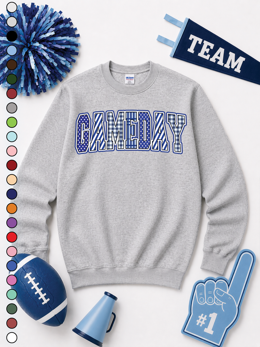 Athletic Heather Grey Mixed Pattern Big Letter Custom Graphic Sweatshirt