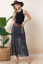 Brown Teal Paisley Lined Mesh Skirt