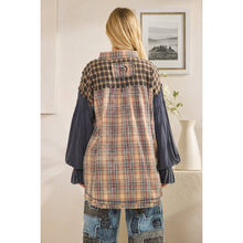 Navy Washed Plaid Asym Button Down Oli+Hali Shirt