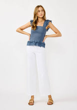 Blue Smocked Scallop Lace Ruffle Lovestitch Top