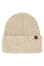 C.C Fur Cuff Beanie Winter Hat: Ivory