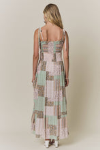 Sage Patchwork Smocked Maxi Dress