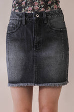 Black Side Stud Detail Washed Denim Mini Skirt
