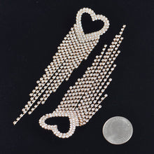 Silver Rhinestone Heart Fringe Earring