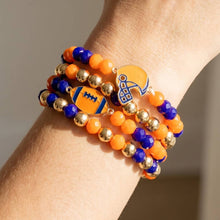 Burgundy Enamel Football Charm Crystal Bead Bracelet
