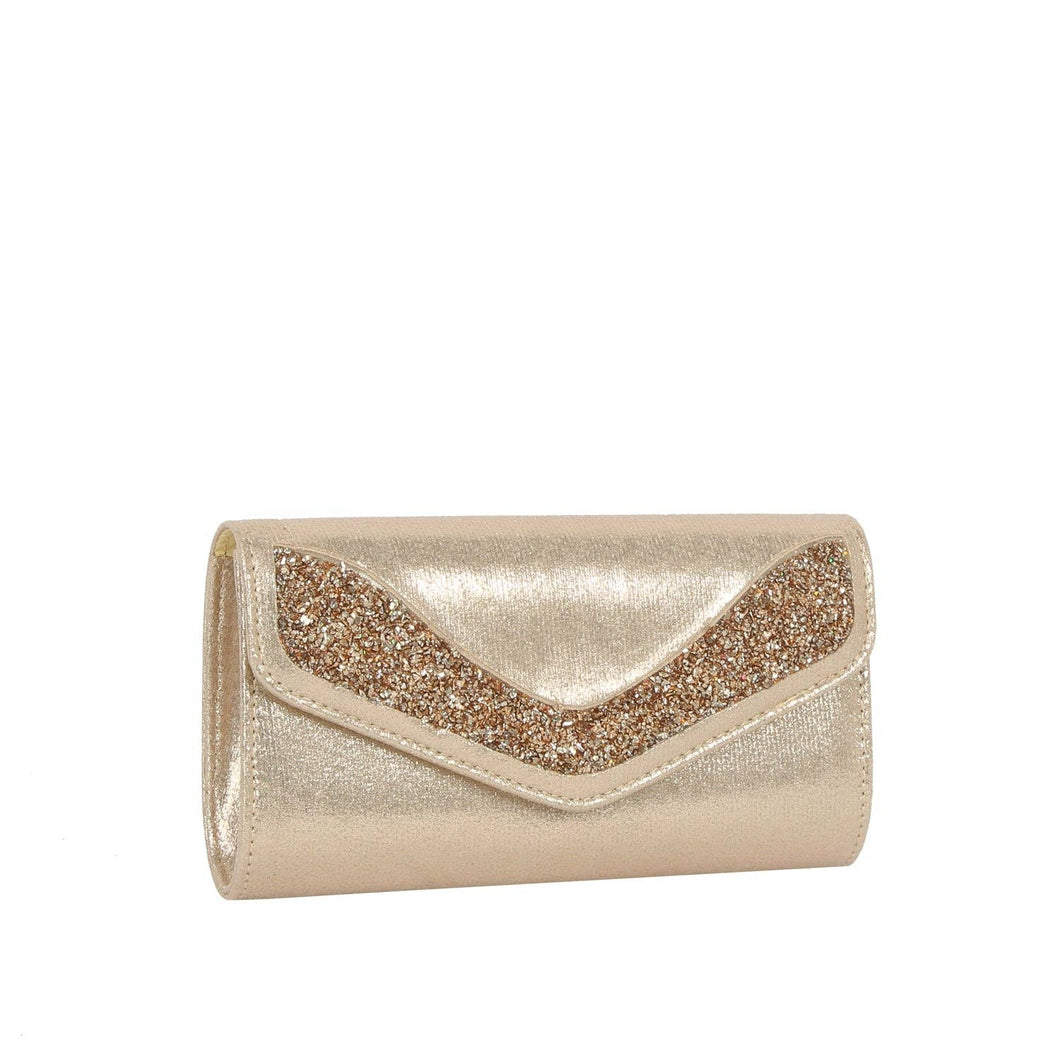 Gold Glitter Edge Envelope Evening Bag