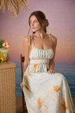 Cream Multi Watercolor Floral Spaghetti Strap Midi Dress