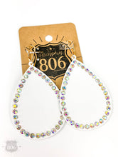 Rhinestone teardrop earring: Green
