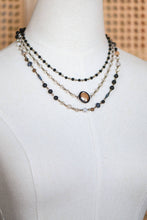 Triple Layered Mixed Glass Bead and Stone Necklace