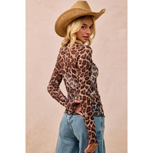 Leopard Mesh Long Sleeve Top