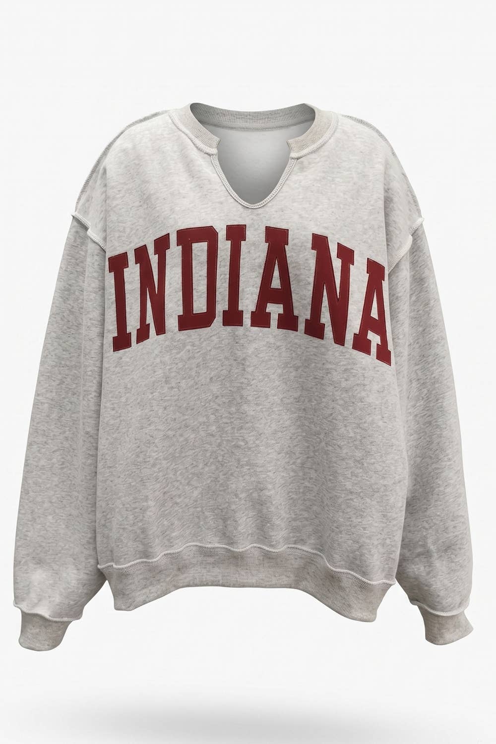 Heather Grey Crimson 'INDIANA/IN' Reversible Varsity Sweatshirt