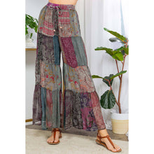 Retro Revival: Long Flared Patchwork Pants: Grey