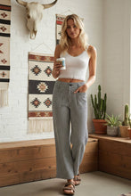 Black White Stretch Striped Wide Leg Pants