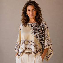 Brown Leopard Chain Print Scarf Poncho