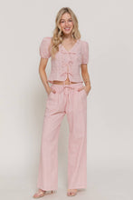 Blush Eyelet Woven Long Pants
