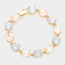 Red American USA Round Stone Link Evening Bracelet