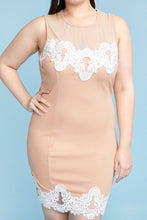 Nude Plus Size Crochet Contrast Dress