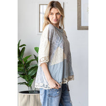Blue Washed Mix Media Casual Oli+Hali Top