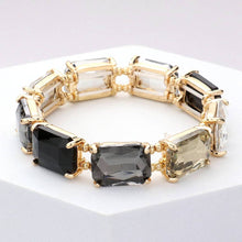 Multi Emerald Cut Stone Stretch Evening Bracelet