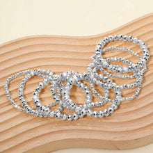 Silver Faceted Beaded Stretch Multi Layered Bracelets