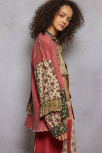 Raspberry Multi Long sleeve double gauze patchwork shirred ruffle POL shirts