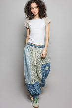 Blue Butterfly Crochet patch detail contrast patchwork printed woven POL pants