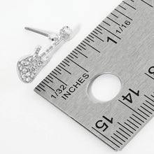 Silver Crystal Stone Paved Guitar Stud Earrings