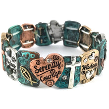 Serenity Wisdom Courage Cross Heart Bracelet: Silver