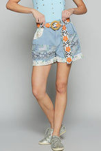 Blue Multi Elastic waistband patchworks POL shorts