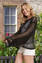 Black Sequins Accent Crochet Cover Up