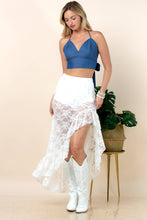 Off White Asta Lace Elastic Ruffled Western Skirts