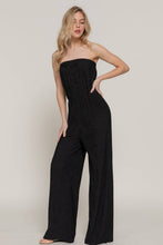 Black Crinkle Knit Tube Jumpsuit