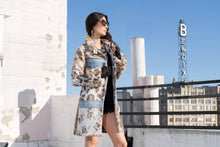 Mixed Media Faux Fur & Denim Trim Coat