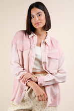 Blush Mineral Washed Oversized Gauze Shacket Jacket