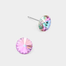 Graphite 8mm Round Crystal Stud Earrings