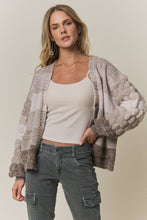 Mocha Multi Button Down Bubble Sleeve Knit Cardigan