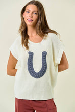Cream Horseshoe Ribbed Sweater Vest