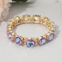 Pink Round Stone Cluster Beaded Stretch Evening Bracelet