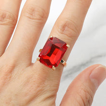 Rose Bold Emerald Cut Stone Cluster Accent Adjustable Ring
