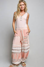 Pink Double Gauze Trim Floral Patch Waistband Jogger POL Pants