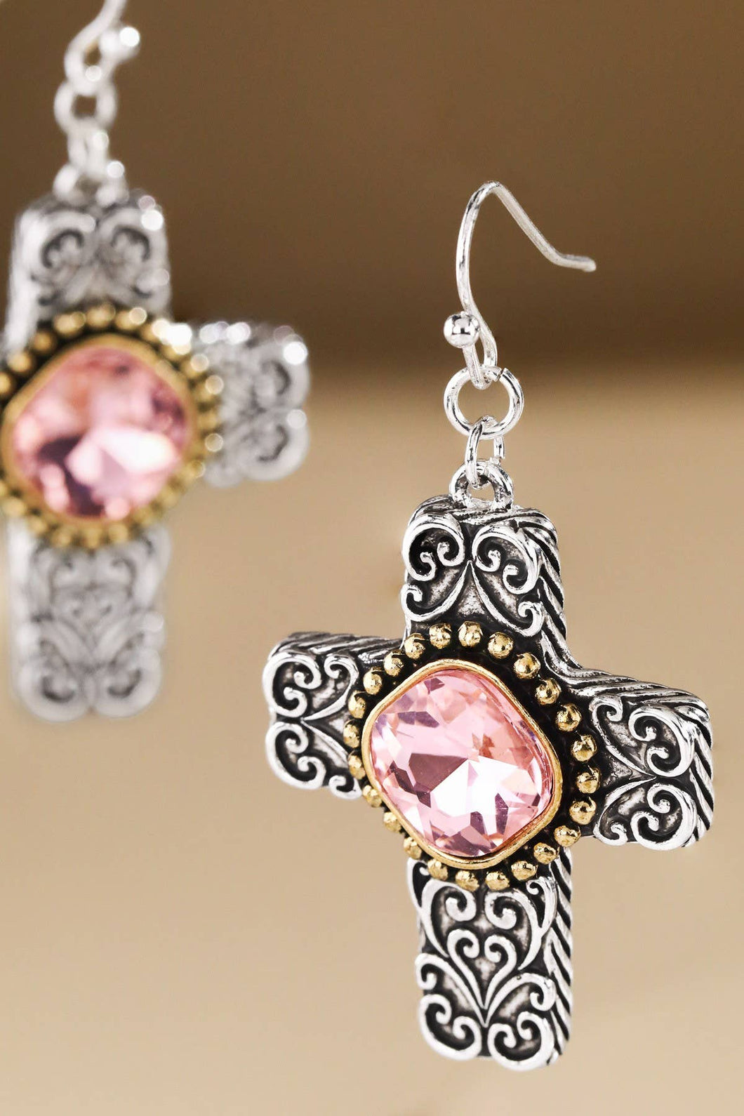 Silver Tailored Filigree Cross Earring