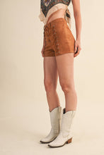 Camel Suede Lace Up Micro Shorts