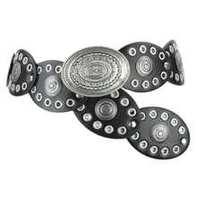 Leather Disc Belt with Western Silver Grommet